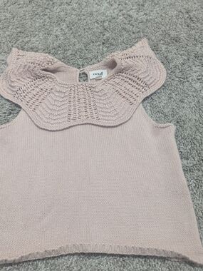 Oeuf Light Pink Scalloped Collar Knit Vest